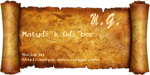 Matyók Gábor névjegykártya